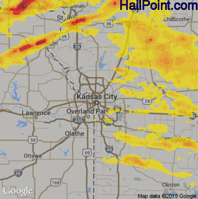Hail Map for Kansas City, MO Region on August 31, 2018