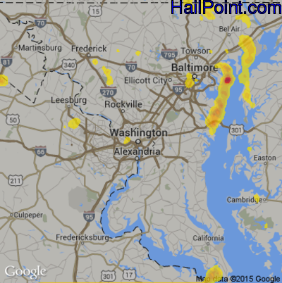 Hail Map for Washington, DC Region on August 31, 2018