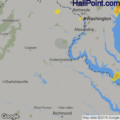 Hail Map for Fredericksburg, VA Region on September 1, 2018