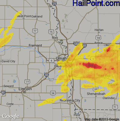 Hail Map for Omaha, NE Region on September 1, 2018