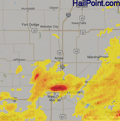 Hail Map for Ames, IA Region on September 1, 2018 