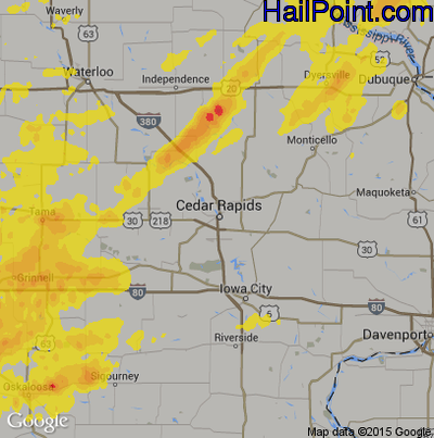 Hail Map for Cedar Rapids, IA Region on September 1, 2018