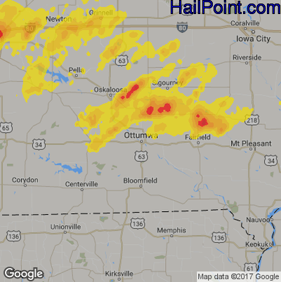 Hail Map for Ottumwa, IA Region on September 1, 2018