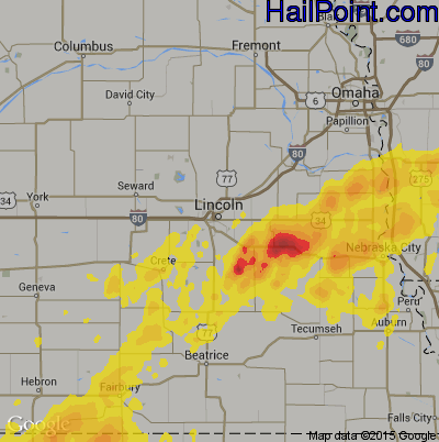 Hail Map for Lincoln, NE Region on September 2, 2018