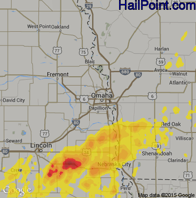 Hail Map for Omaha, NE Region on September 2, 2018