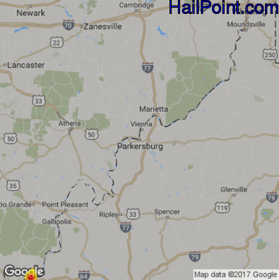Hail Map for Parkersburg, WV Region on September 2, 2018