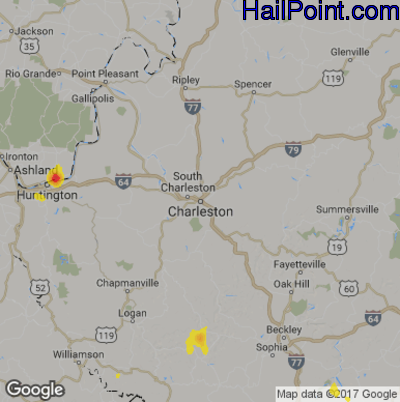 Hail Map for Charleston, WV Region on September 2, 2018