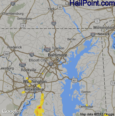 Hail Map for Baltimore, MD Region on September 4, 2018