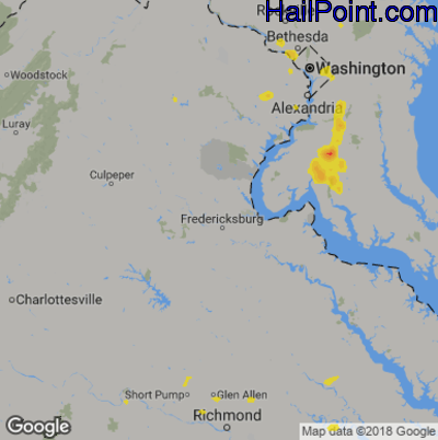 Hail Map for Fredericksburg, VA Region on September 4, 2018
