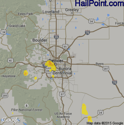 Hail Map for Denver, CO Region on September 5, 2018