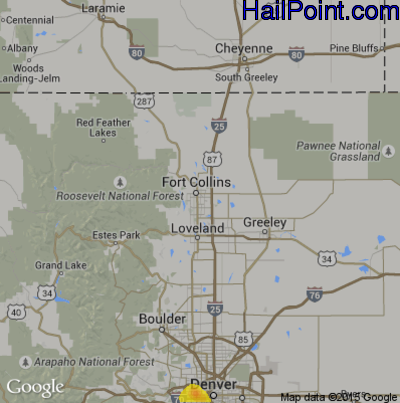 Hail Map for Fort Collins, CO Region on September 5, 2018