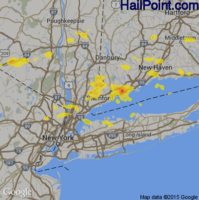 Hail Map for Stamford, CT Region on September 6, 2018