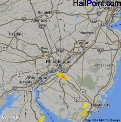 Hail Map for Philadelphia, PA Region on September 7, 2018