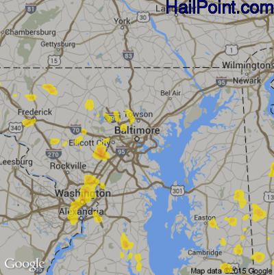 Hail Map for Baltimore, MD Region on September 7, 2018
