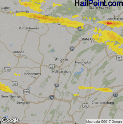 Hail Map for Altoona, PA Region on October 2, 2018