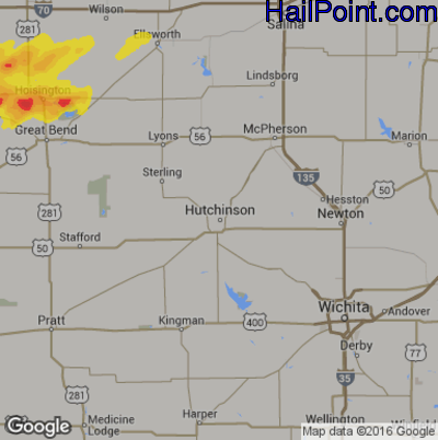 Hail Map for Hutchinson, KS Region on October 5, 2018