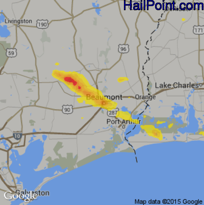 Hail Map for Beaumont, TX Region on November 7, 2018