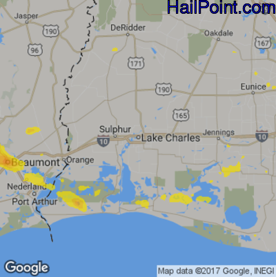 Hail Map for Lake Charles, LA Region on November 7, 2018
