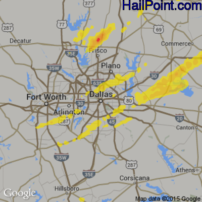 Hail Map for Dallas, TX Region on December 1, 2018
