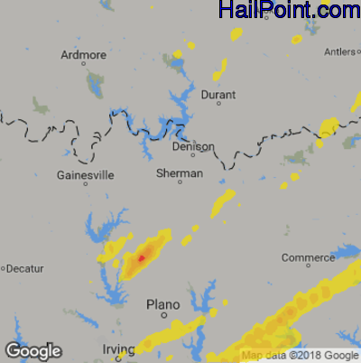 Hail Map for Sherman, TX Region on December 1, 2018