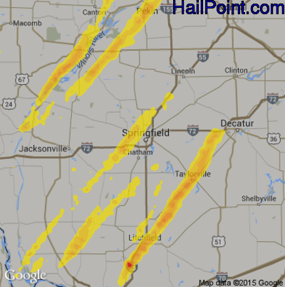 Hail Map for Springfield, IL Region on December 1, 2018
