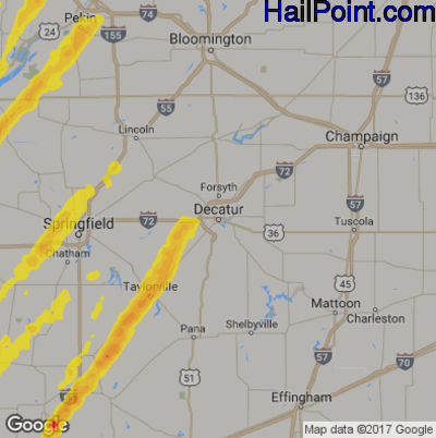 Hail Map for Decatur, IL Region on December 1, 2018