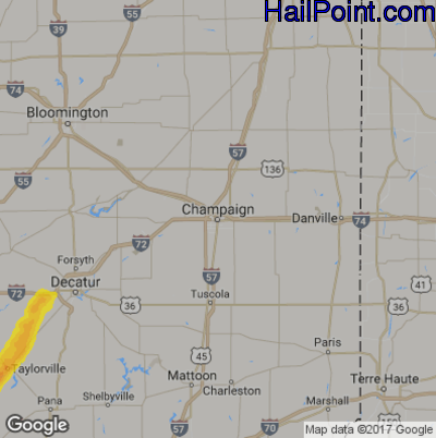 Hail Map for Champaign, IL Region on December 1, 2018