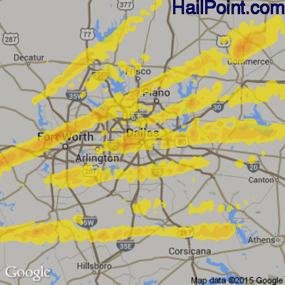 Hail Map for Dallas, TX Region on March 9, 2019