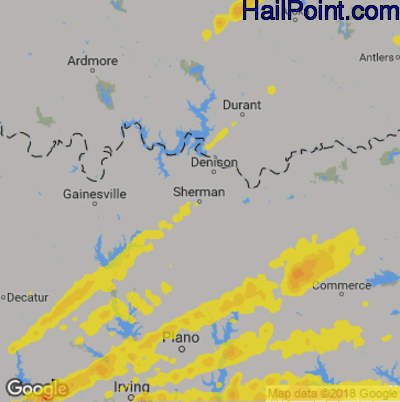 Hail Map for Sherman, TX Region on March 9, 2019 