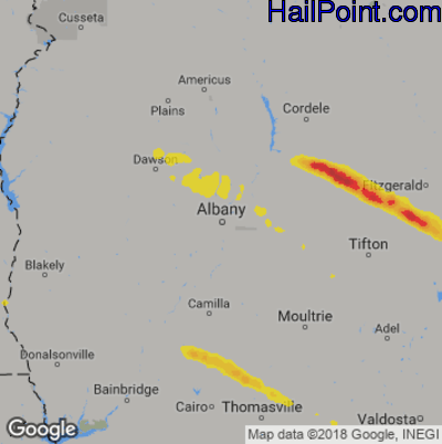 Hail Map for Albany, GA Region on March 11, 2019