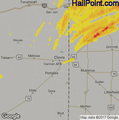 Hail Map for Clovis, NM Region on March 22, 2019