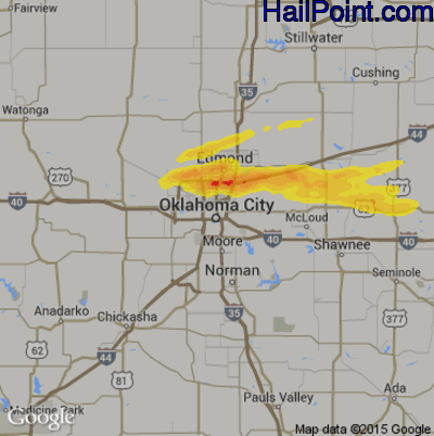 Hail Map for Oklahoma City, OK Region on March 23, 2019