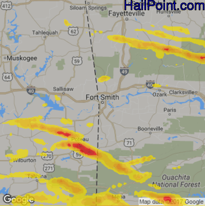 Hail Map for Forth Smith, AR Region on March 24, 2019
