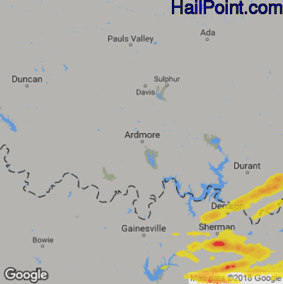 Hail Map for Ardmore, OK Region on March 24, 2019