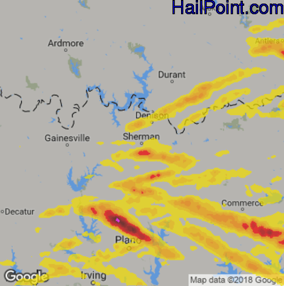 Hail Map for Sherman, TX Region on March 24, 2019