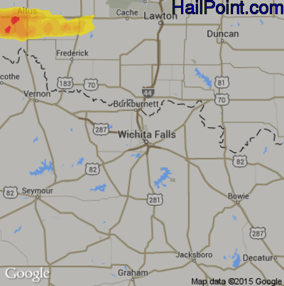 Hail Map for Wichita Falls, TX Region on April 4, 2019