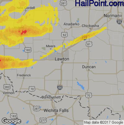 Hail Map for Lawton, OK Region on April 4, 2019 