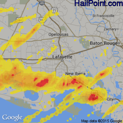 Hail Map for Lafayette, LA Region on April 4, 2019