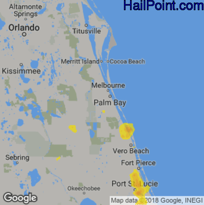 Hail Map for Palm Bay, FL Region on April 5, 2019
