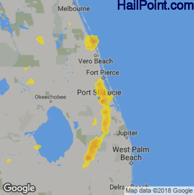 Hail Map for Port St. Lucie, FL Region on April 5, 2019