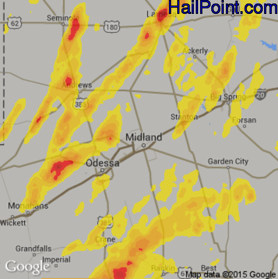 Hail Map for Midland, TX Region on April 5, 2019