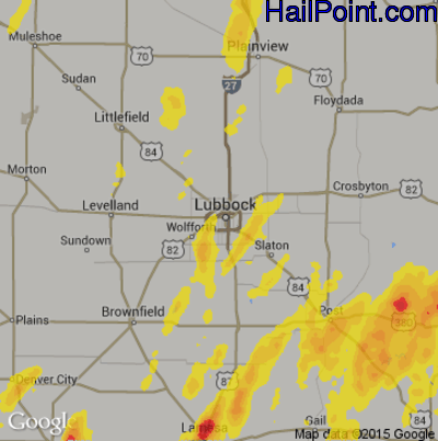 Hail Map for Lubbock, TX Region on April 6, 2019