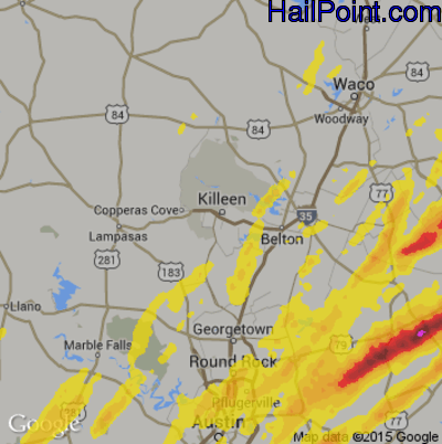 Hail Map for Killeen, TX Region on April 6, 2019