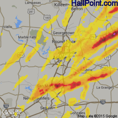 Hail Map for Austin, TX Region on April 6, 2019