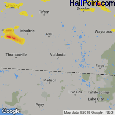 Hail Map for Valdosta, GA Region on April 6, 2019