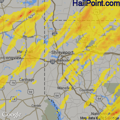 Hail Map for Shreveport, LA Region on April 6, 2019