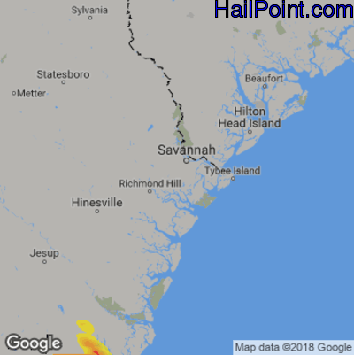 Hail Map for Savannah, GA Region on April 6, 2019 