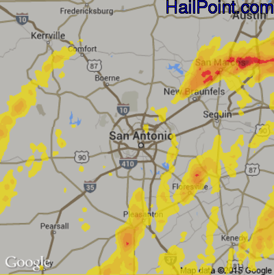 Hail Map for San Antonio, TX Region on April 6, 2019