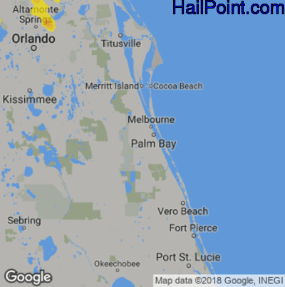 Hail Map for Palm Bay, FL Region on April 7, 2019