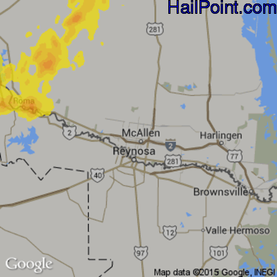 Hail Map for McAllen, TX Region on April 7, 2019